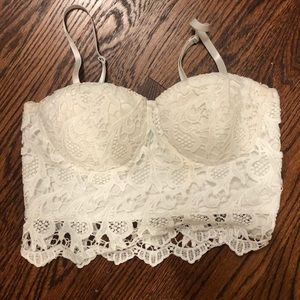 White Lace Shinestar Crop Top Size M/L